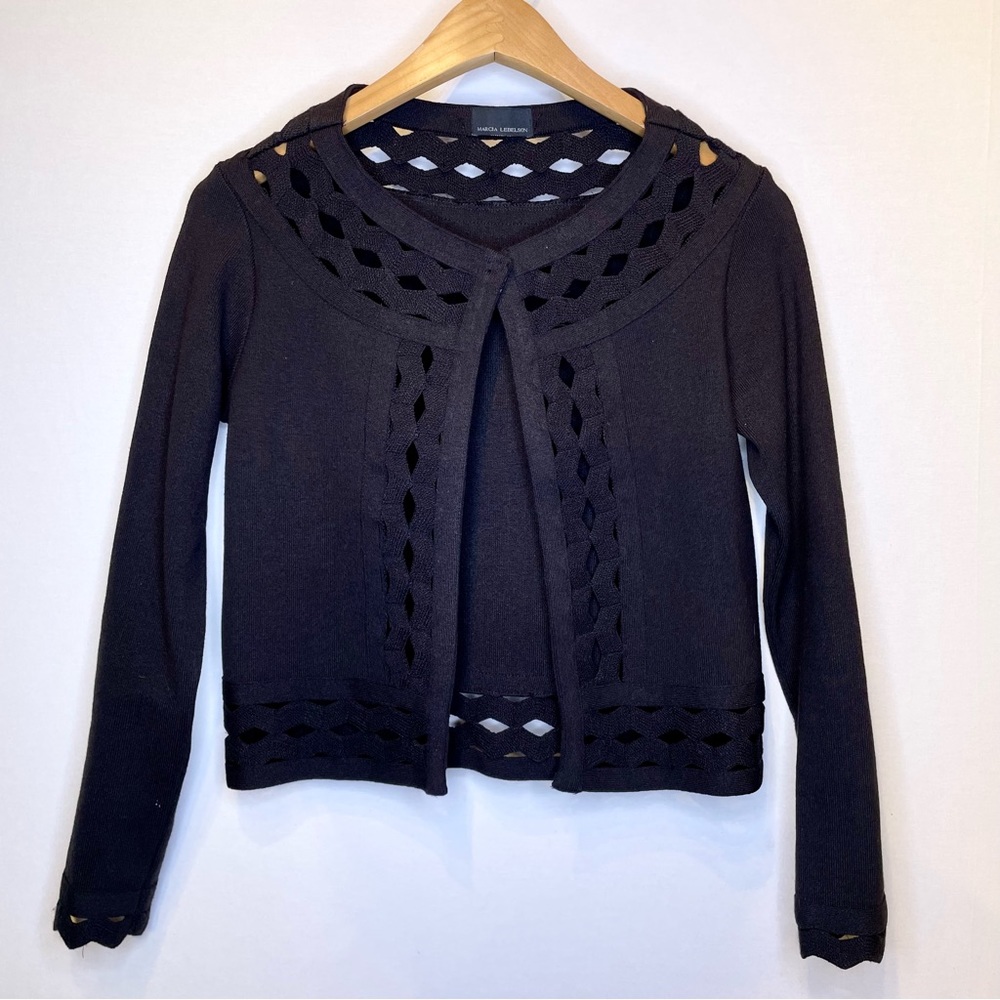 Marcia Lebelson M Burn Out Cardigan Sweater Black